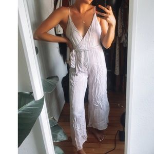 Striped tie top jumpsuit